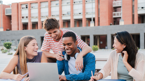 High School Students Outside
